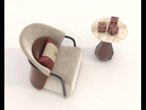 Contemporary Style Coffee Table and Armchair 18 3D मॉडल