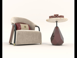 Contemporary Style Coffee Table and Armchair 18 3D मॉडल