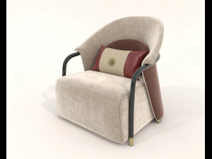 Contemporary Style Coffee Table and Armchair 18 3D Model