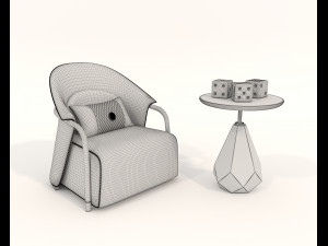 Contemporary Style Coffee Table and Armchair 18 3D मॉडल