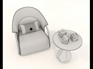 Contemporary Style Coffee Table and Armchair 18 3D Model