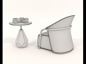 Contemporary Style Coffee Table and Armchair 18 3D मॉडल