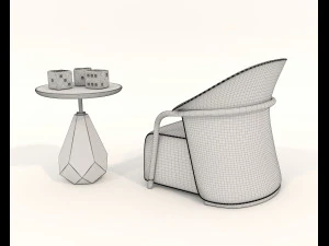 Contemporary Style Coffee Table and Armchair 18 3D Model