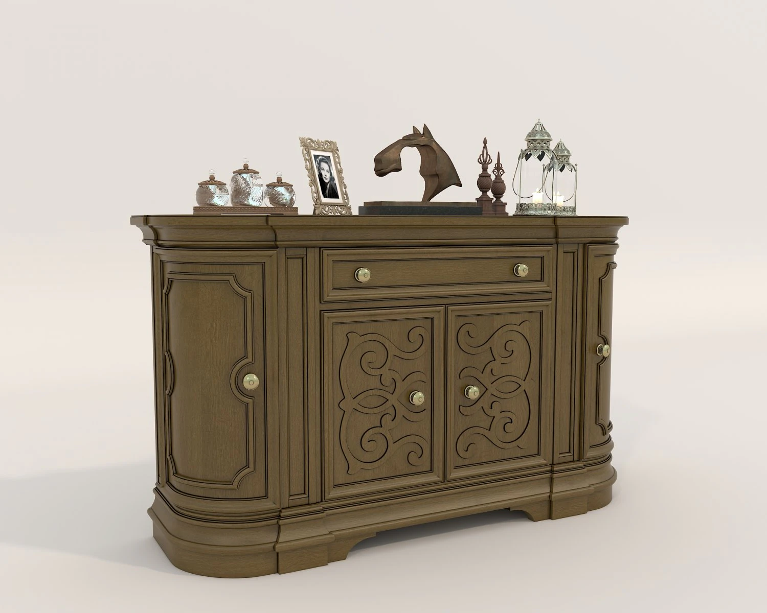 Classic Sideboard and Decoration Set 3D Model .c4d .max .obj .3ds .fbx .stl .blend
