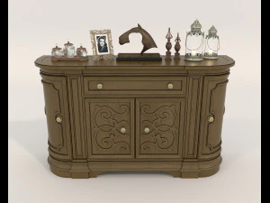 Classic Sideboard and Decoration Set 3D Model