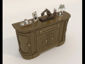 Classic Sideboard and Decoration Set 3D Model