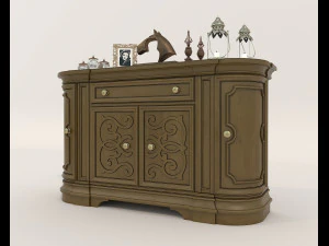Classic Sideboard and Decoration Set 3D Model