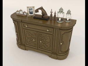 Classic Sideboard and Decoration Set 3D Model