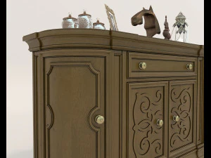 Classic Sideboard and Decoration Set 3D Model