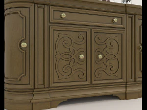 Classic Sideboard and Decoration Set 3D Model