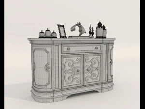 Classic Sideboard and Decoration Set 3D Model