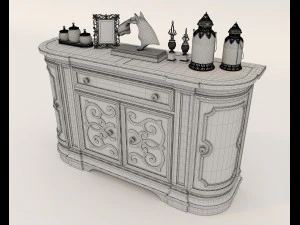 Classic Sideboard and Decoration Set 3D Model