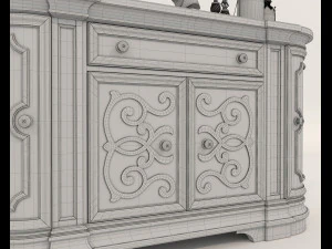 Classic Sideboard and Decoration Set 3D Model
