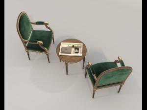 Classic Coffee Table and Chairs 11 Model 3D