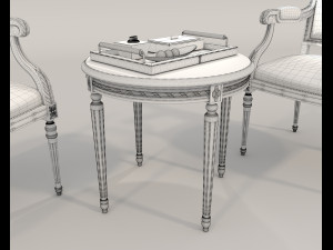 Classic Coffee Table and Chairs 11 Model 3D