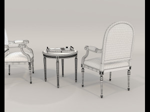 Classic Coffee Table and Chairs 11 Model 3D