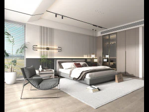 Modern Bedroom Interior Scene 29 3D Model