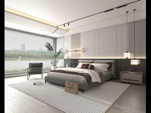 Modern Bedroom Interior Scene 29 3D Model
