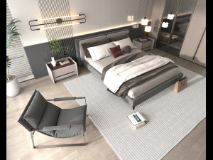 Modern Bedroom Interior Scene 29 3D मॉडल