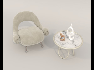 Contemporary Style Coffee Table and Armchair 19 3D Model