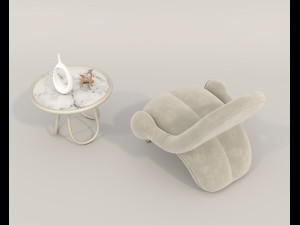 Contemporary Style Coffee Table and Armchair 19 3D Model
