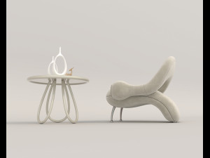 Contemporary Style Coffee Table and Armchair 19 3D Model