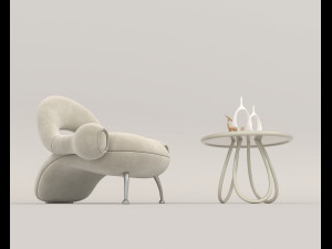 Contemporary Style Coffee Table and Armchair 19 3D Model