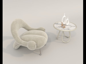 Contemporary Style Coffee Table and Armchair 19 3D Model