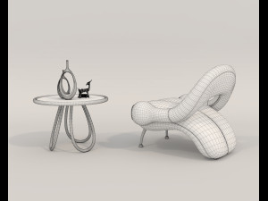 Contemporary Style Coffee Table and Armchair 19 3D Model