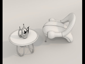 Contemporary Style Coffee Table and Armchair 19 3D Model