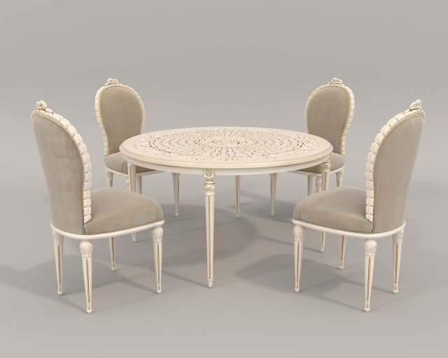 European Style Dining Table and Chairs 18 3D Model .c4d .max .obj .3ds .fbx .lwo .lw .lws