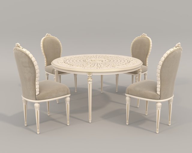 European Style Dining Table and Chairs 18 Model 3D .c4d .max .obj .3ds .fbx .stl .blend 