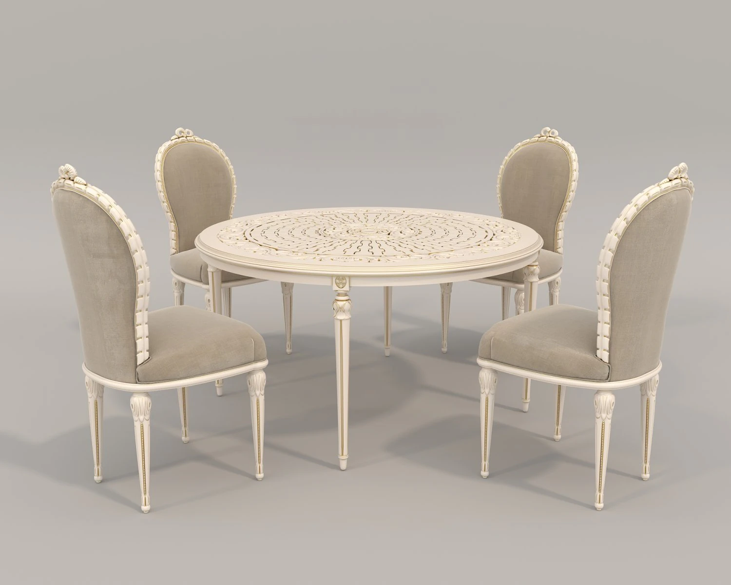 European Style Dining Table and Chairs 18 3D Model .c4d .max .obj .3ds .fbx .stl .blend 