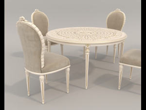 European Style Dining Table and Chairs 18 Model 3D