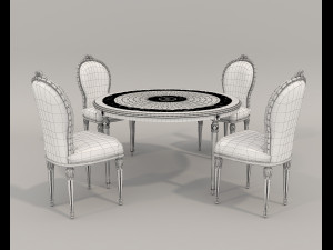European Style Dining Table and Chairs 18 Model 3D