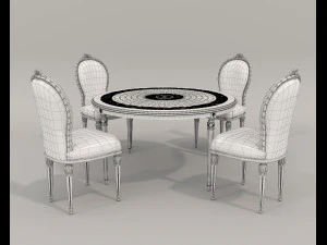 European Style Dining Table and Chairs 18 3D Model