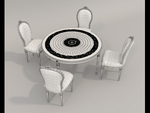European Style Dining Table and Chairs 18 Model 3D