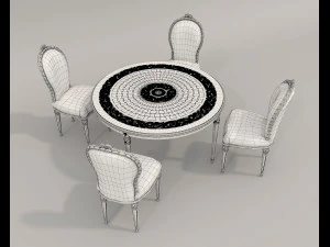 European Style Dining Table and Chairs 18 3D Model