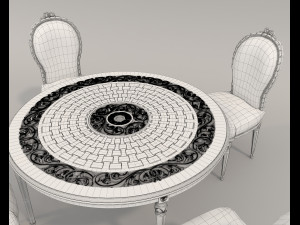European Style Dining Table and Chairs 18 Model 3D