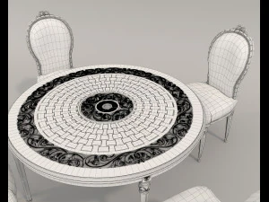 European Style Dining Table and Chairs 18 3D Model