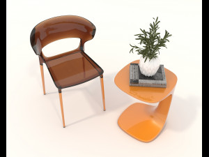 Contemporary Style Coffee Table and Armchair 20 3D 模型