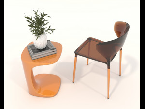 Contemporary Style Coffee Table and Armchair 20 3D 模型