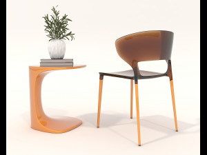 Contemporary Style Coffee Table and Armchair 20 3D 模型