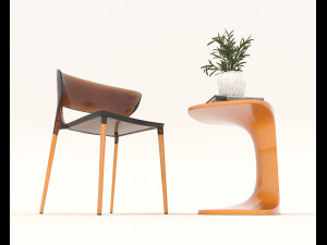 Contemporary Style Coffee Table and Armchair 20 3D 模型