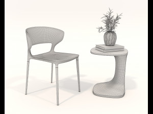 Contemporary Style Coffee Table and Armchair 20 3D 模型