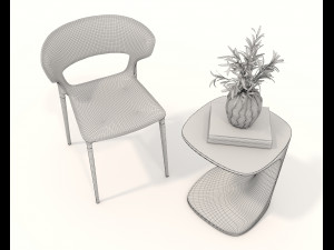 Contemporary Style Coffee Table and Armchair 20 3D 模型