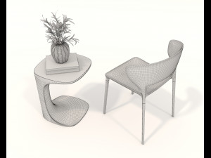 Contemporary Style Coffee Table and Armchair 20 3D 模型