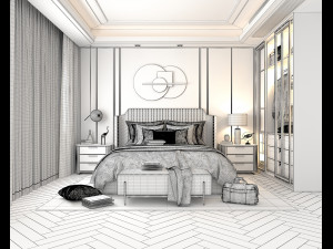 Modern Bedroom Interior Scene 30 3Dモデル