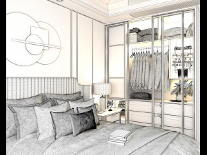 Modern Bedroom Interior Scene 30 3Dモデル