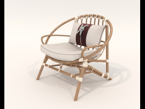 Rattan Table and Chairs Set 5 3D मॉडल